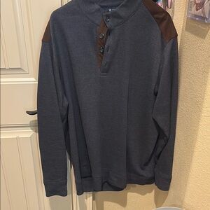 Daniel Cremieux Charcoal and Brown Button-Up Sweater